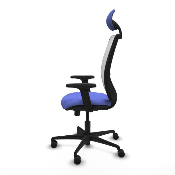 Zulema sincro malla blanca bali azul claro brazos 2D base nailon cabecero fijo ruedas 65mm nailon