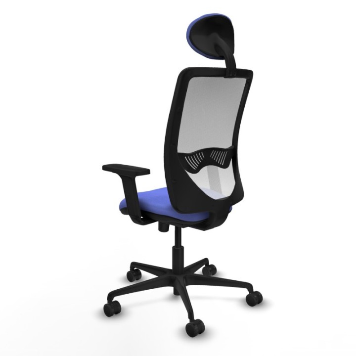 Zulema sincro malla blanca bali azul claro brazos 2D base nailon cabecero fijo ruedas 65mm nailon