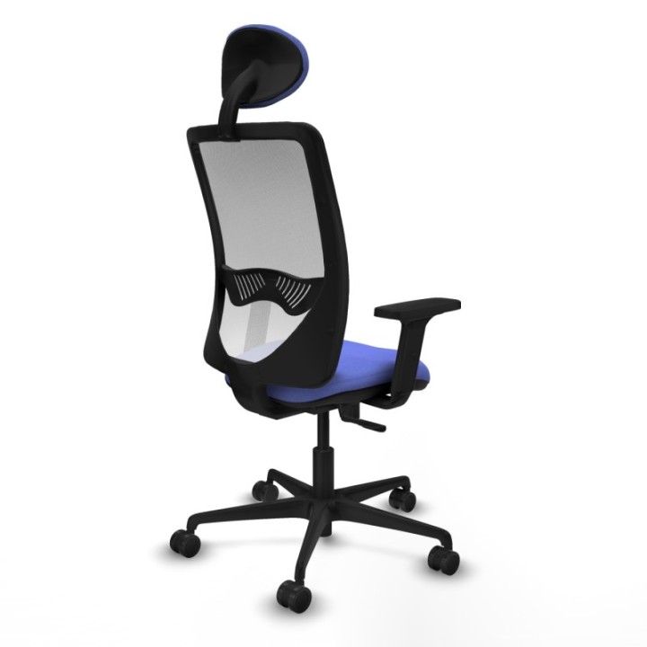 Zulema sincro malla blanca bali azul claro brazos 2D base nailon cabecero fijo ruedas 65mm nailon