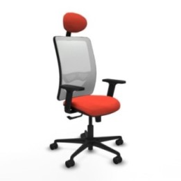 Zulema sincro malla blanca bali naranja oscuro brazos 2D base nailon cabecero fijo ruedas 65mm nailon