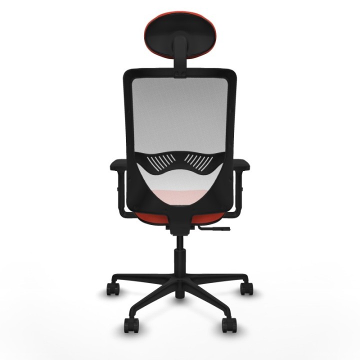 Zulema sincro malla blanca bali naranja oscuro brazos 2D base nailon cabecero fijo ruedas 65mm nailon