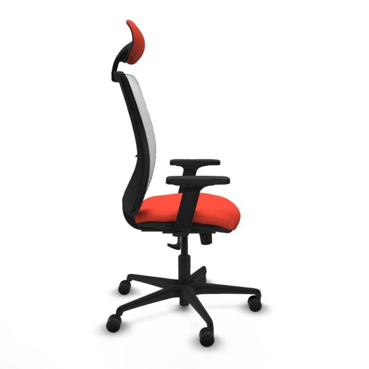 Zulema sincro malla blanca bali naranja oscuro brazos 2D base nailon cabecero fijo ruedas 65mm nailon