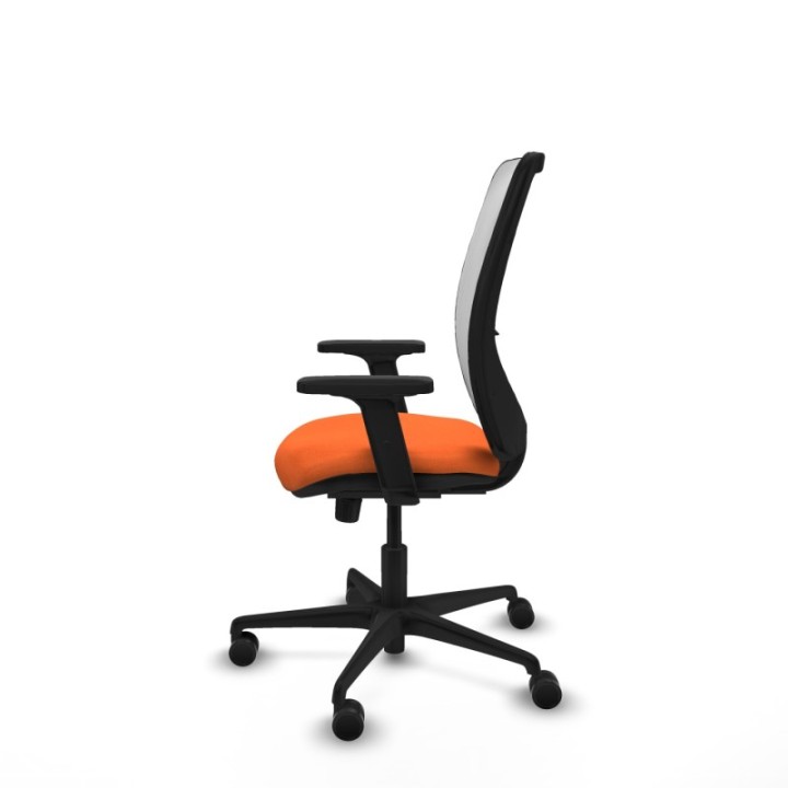 Zulema sincro malla blanca bali naranja brazos 2D base nailon  ruedas 65mm nailon