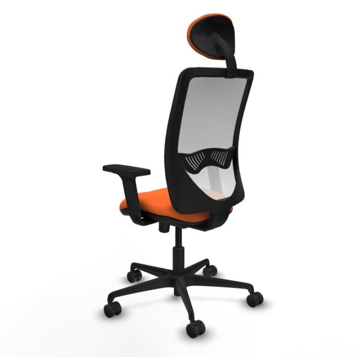 Zulema sincro malla blanca bali naranja brazos 2D base nailon cabecero fijo ruedas 65mm nailon