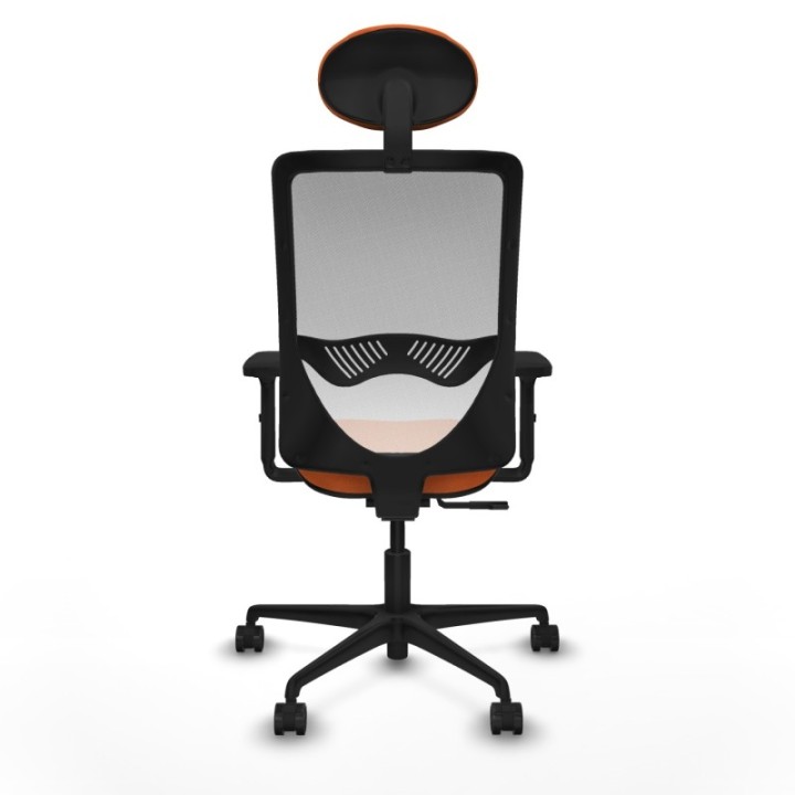 Zulema sincro malla blanca bali naranja brazos 2D base nailon cabecero fijo ruedas 65mm nailon