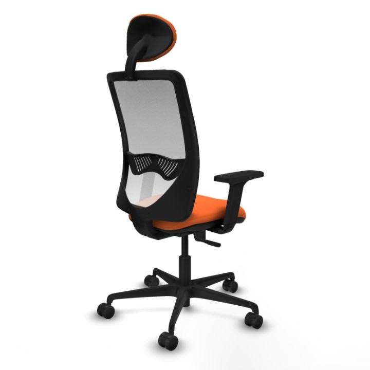 Zulema sincro malla blanca bali naranja brazos 2D base nailon cabecero fijo ruedas 65mm nailon