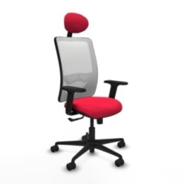 Zulema sincro malla blanca bali rojo brazos 2D base nailon cabecero fijo ruedas 65mm nailon