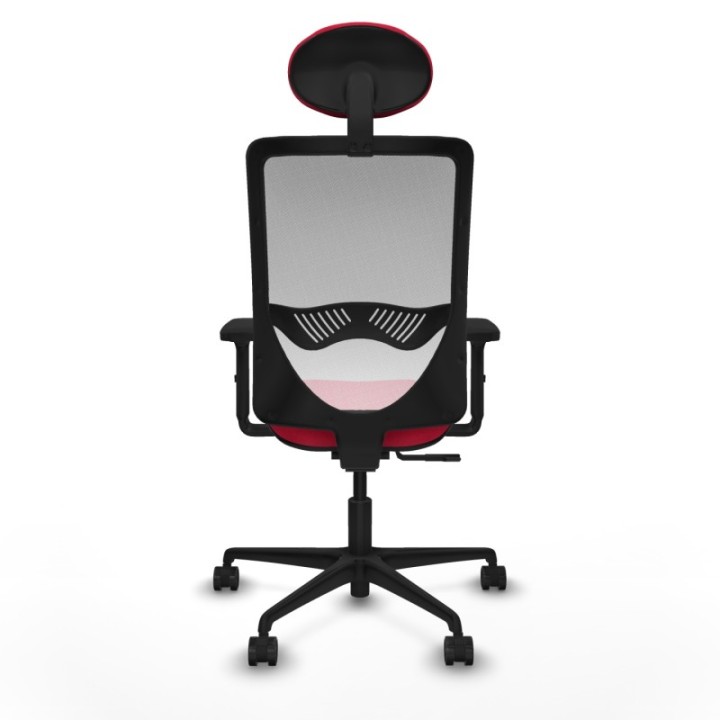 Zulema sincro malla blanca bali rojo brazos 2D base nailon cabecero fijo ruedas 65mm nailon