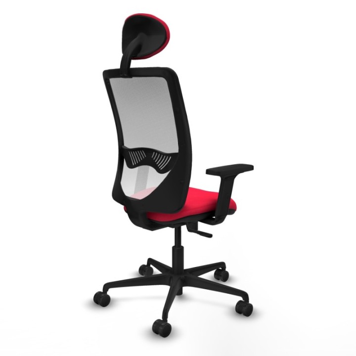 Zulema sincro malla blanca bali rojo brazos 2D base nailon cabecero fijo ruedas 65mm nailon