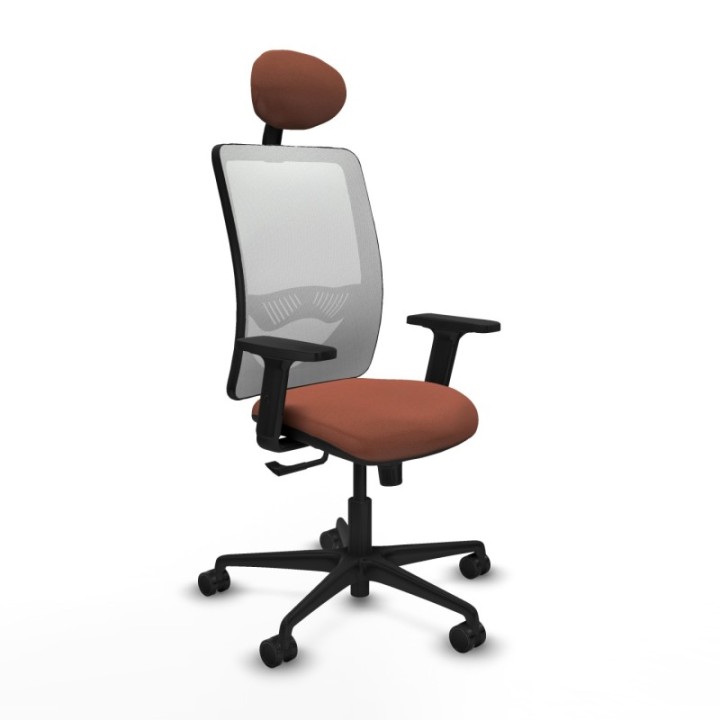 Zulema sincro malla blanca bali marrón brazos 2D base nailon cabecero fijo ruedas 65mm nailon