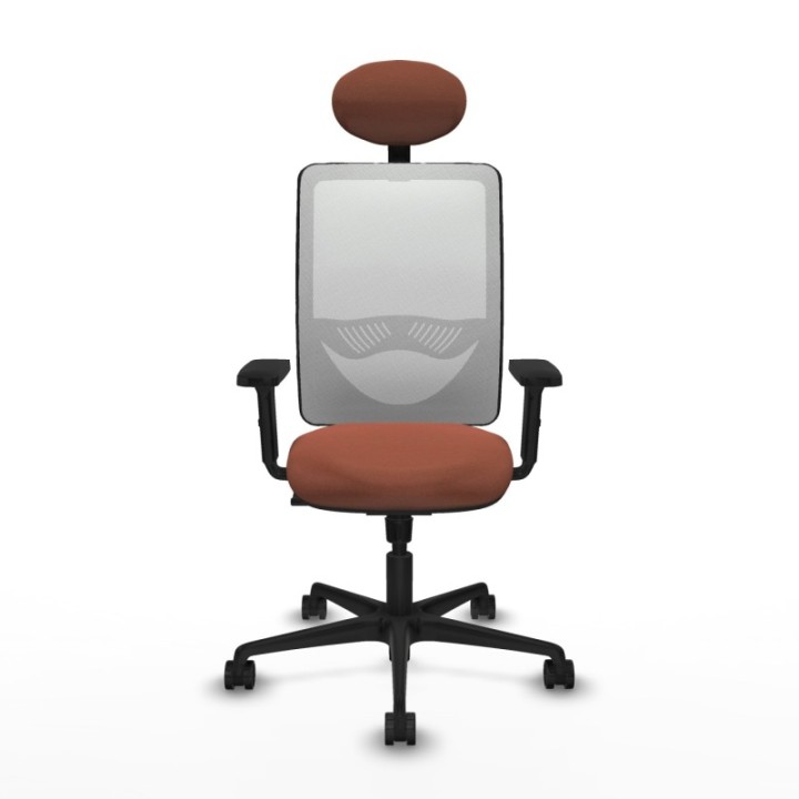 Zulema sincro malla blanca bali marrón brazos 2D base nailon cabecero fijo ruedas 65mm nailon