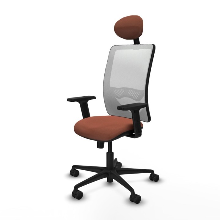 Zulema sincro malla blanca bali marrón brazos 2D base nailon cabecero fijo ruedas 65mm nailon