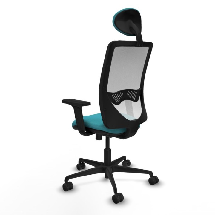 Zulema sincro malla blanca bali turquesa brazos 2D base nailon cabecero fijo ruedas 65mm nailon