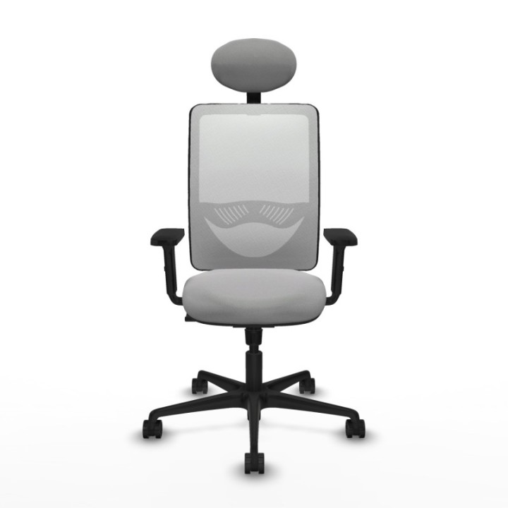 Zulema sincro malla blanca bali gris claro brazos 2D base nailon cabecero fijo ruedas 65mm nailon