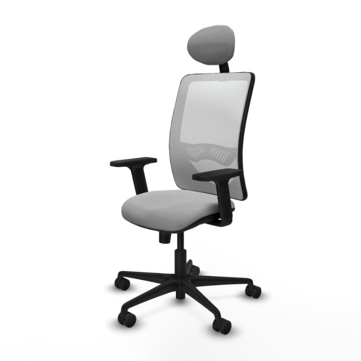 Zulema sincro malla blanca bali gris claro brazos 2D base nailon cabecero fijo ruedas 65mm nailon