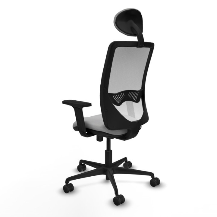 Zulema sincro malla blanca bali gris claro brazos 2D base nailon cabecero fijo ruedas 65mm nailon