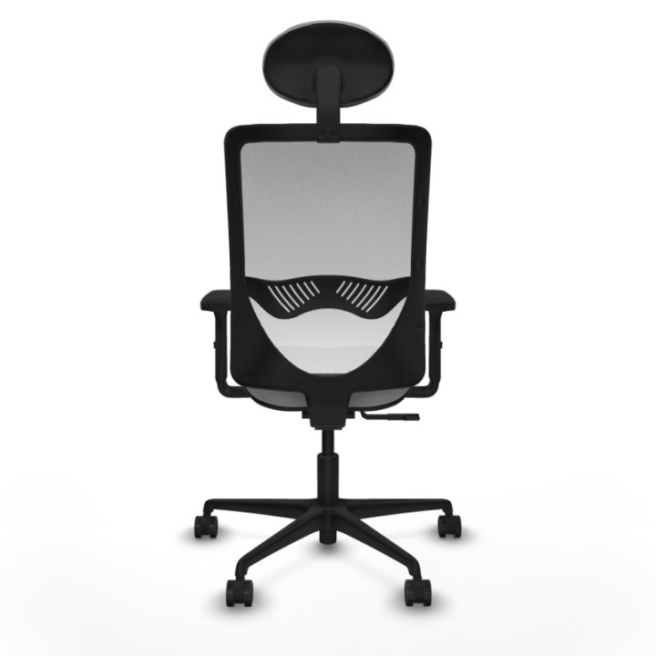 Zulema sincro malla blanca bali gris claro brazos 2D base nailon cabecero fijo ruedas 65mm nailon