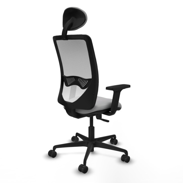 Zulema sincro malla blanca bali gris claro brazos 2D base nailon cabecero fijo ruedas 65mm nailon