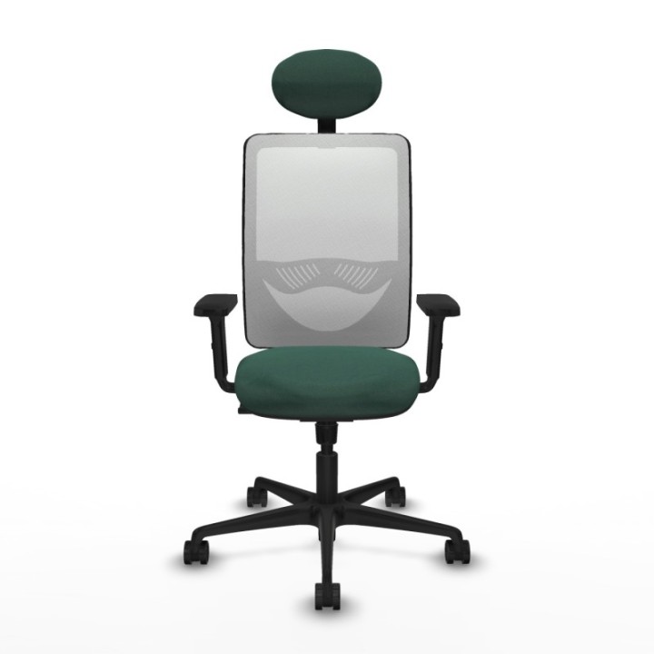 Zulema sincro malla blanca bali verde botella brazos 2D base nailon cabecero fijo ruedas 65mm nailon