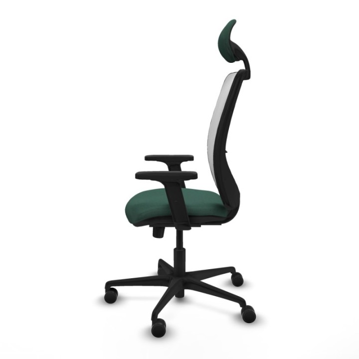 Zulema sincro malla blanca bali verde botella brazos 2D base nailon cabecero fijo ruedas 65mm nailon