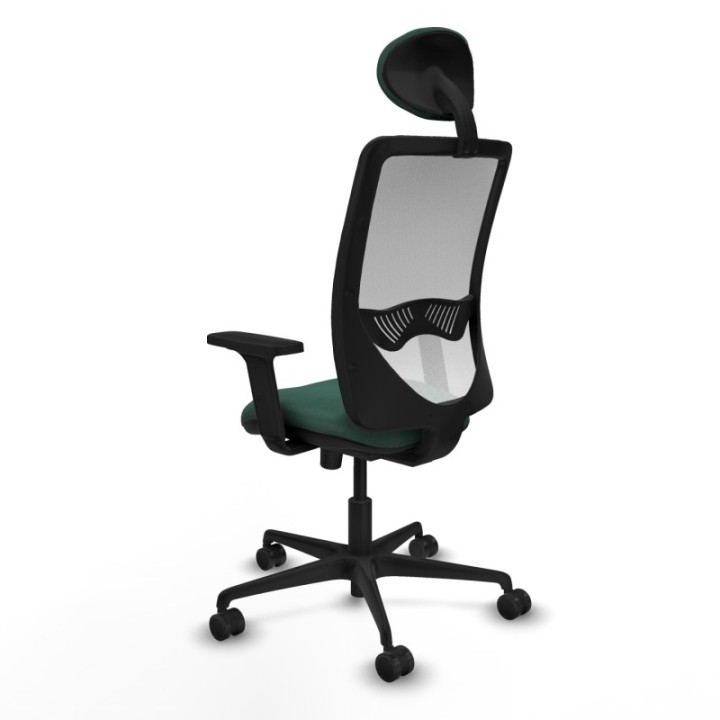 Zulema sincro malla blanca bali verde botella brazos 2D base nailon cabecero fijo ruedas 65mm nailon