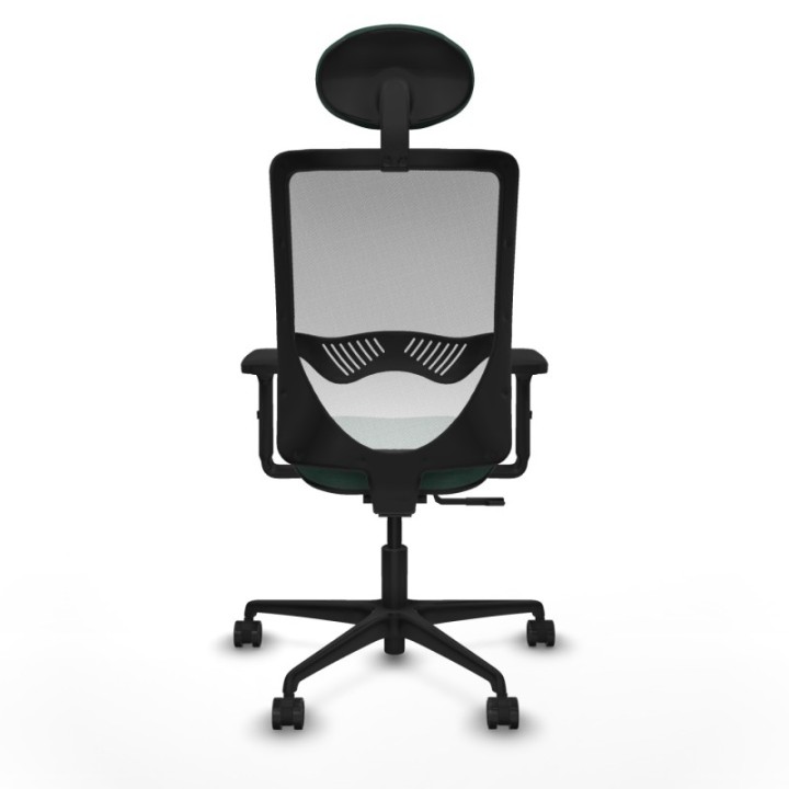 Zulema sincro malla blanca bali verde botella brazos 2D base nailon cabecero fijo ruedas 65mm nailon