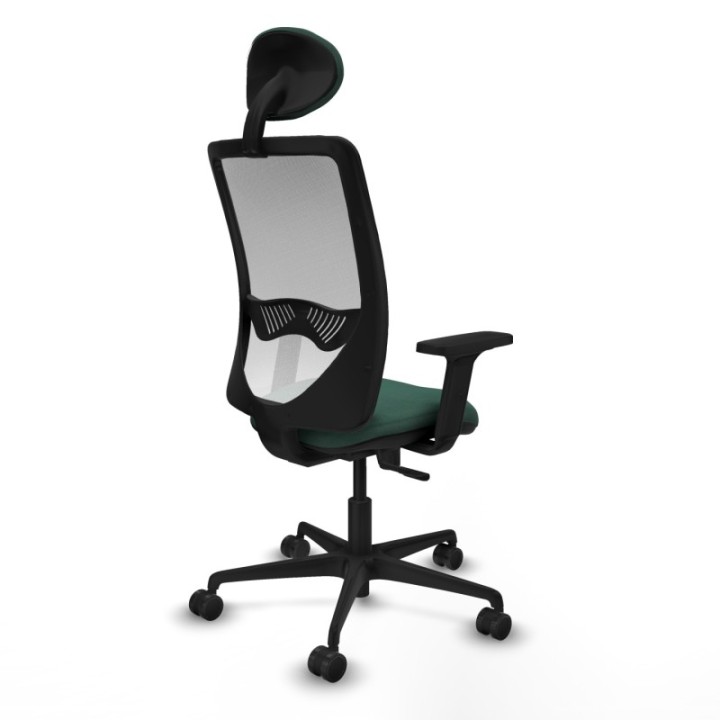 Zulema sincro malla blanca bali verde botella brazos 2D base nailon cabecero fijo ruedas 65mm nailon