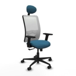 Zulema sincro malla blanca bali verde petroleo brazos 2D base nailon cabecero fijo ruedas 65mm nailon