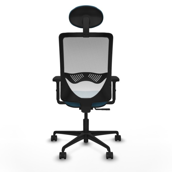 Zulema sincro malla blanca bali verde petroleo brazos 2D base nailon cabecero fijo ruedas 65mm nailon