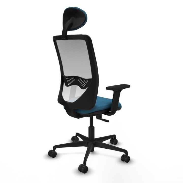 Zulema sincro malla blanca bali verde petroleo brazos 2D base nailon cabecero fijo ruedas 65mm nailon