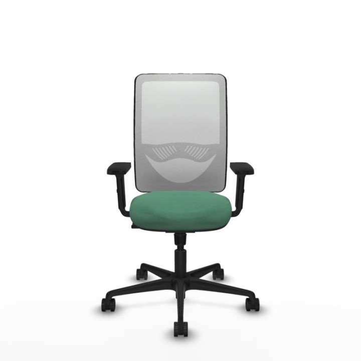 Zulema sincro malla blanca bali verde esmeralda brazos 2D base nailon  ruedas 65mm nailon