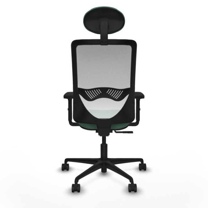 Zulema sincro malla blanca bali verde esmeralda brazos 2D base nailon cabecero fijo ruedas 65mm nailon