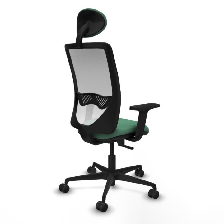 Zulema sincro malla blanca bali verde esmeralda brazos 2D base nailon cabecero fijo ruedas 65mm nailon