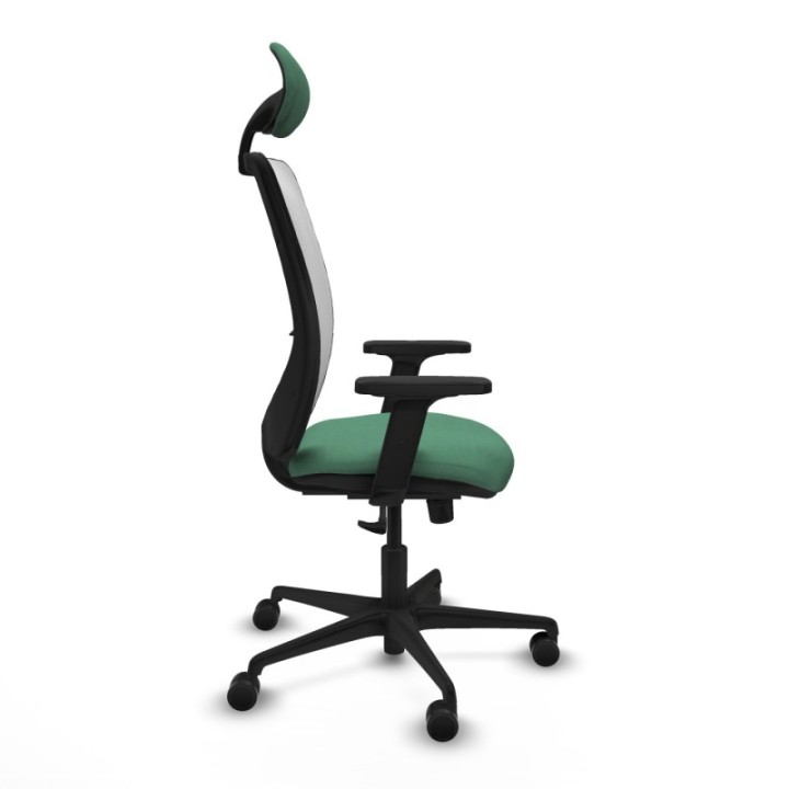 Zulema sincro malla blanca bali verde esmeralda brazos 2D base nailon cabecero fijo ruedas 65mm nailon