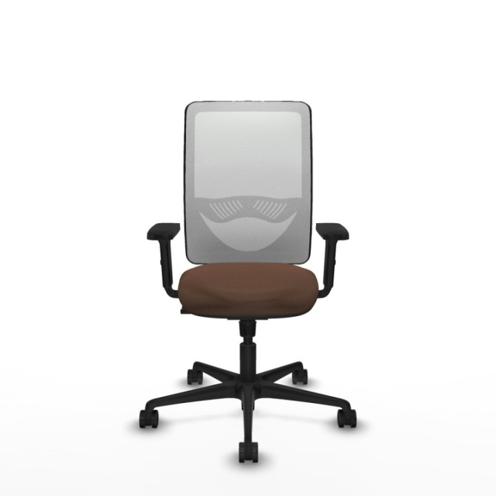 Zulema sincro malla blanca bali marrón oscuro brazos 2D base nailon  ruedas 65mm nailon