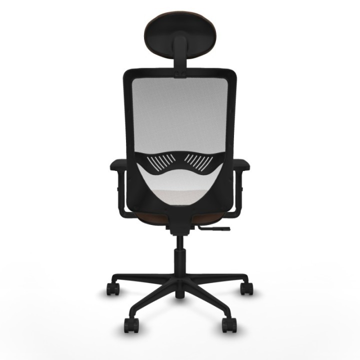 Zulema sincro malla blanca bali marrón oscuro brazos 2D base nailon cabecero fijo ruedas 65mm nailon