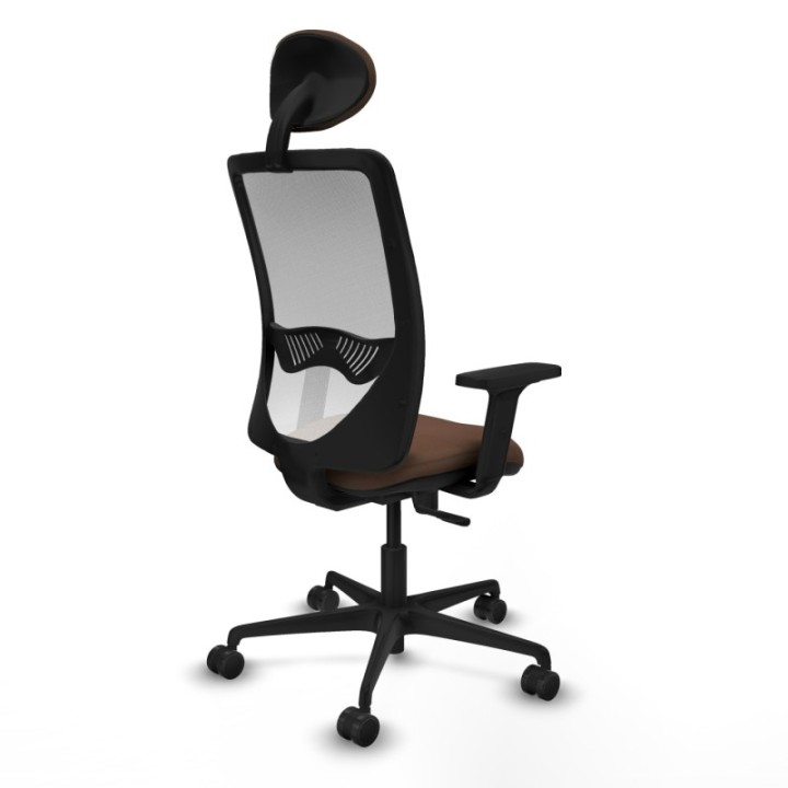 Zulema sincro malla blanca bali marrón oscuro brazos 2D base nailon cabecero fijo ruedas 65mm nailon