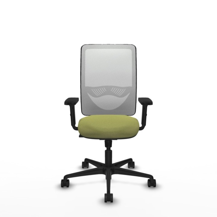 Zulema sincro malla blanca bali verde oliva brazos 2D base nailon  ruedas 65mm nailon