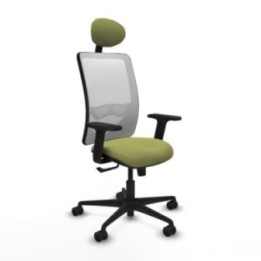 Zulema sincro malla blanca bali verde oliva brazos 2D base nailon cabecero fijo ruedas 65mm nailon