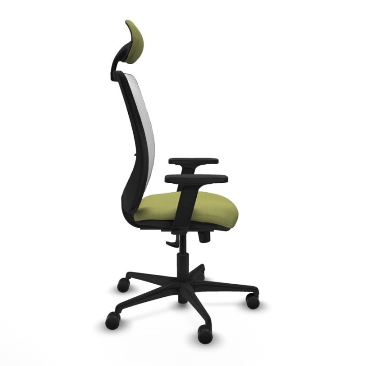 Zulema sincro malla blanca bali verde oliva brazos 2D base nailon cabecero fijo ruedas 65mm nailon