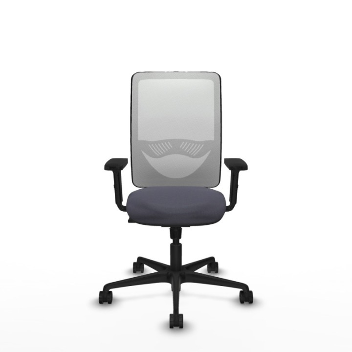 Zulema sincro malla blanca bali gris oscuro brazos 2D base nailon  ruedas 65mm nailon