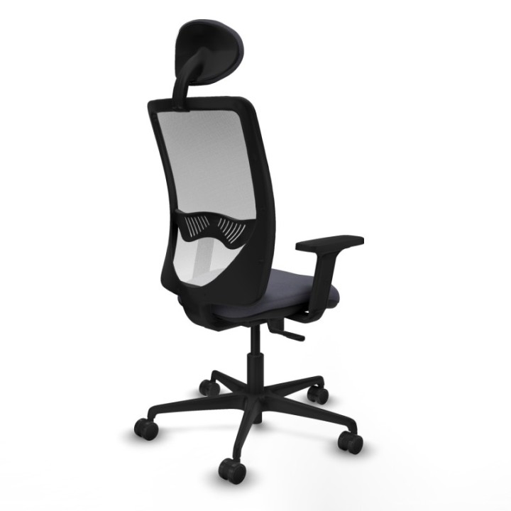 Zulema sincro malla blanca bali gris oscuro brazos 2D base nailon cabecero fijo ruedas 65mm nailon