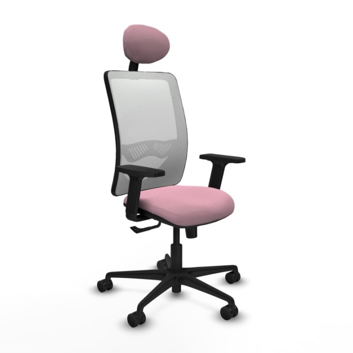 Zulema sincro malla blanca bali rosa brazos 2D base nailon cabecero fijo ruedas 65mm nailon