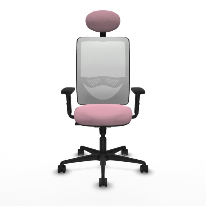 Zulema sincro malla blanca bali rosa brazos 2D base nailon cabecero fijo ruedas 65mm nailon