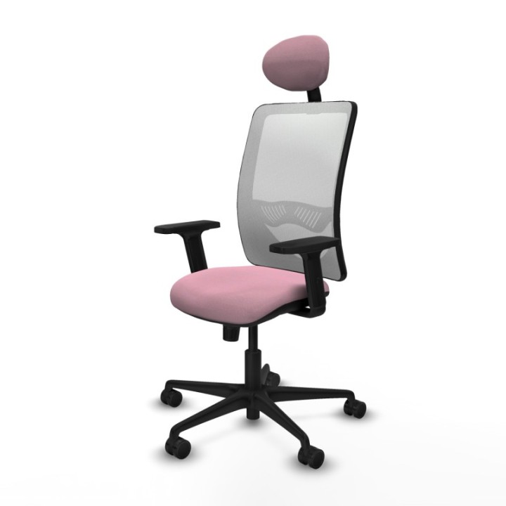 Zulema sincro malla blanca bali rosa brazos 2D base nailon cabecero fijo ruedas 65mm nailon