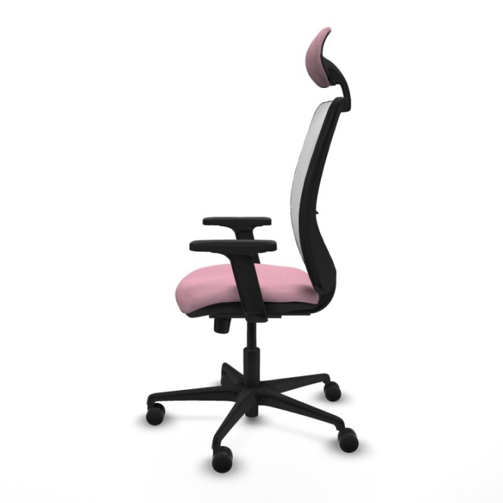 Zulema sincro malla blanca bali rosa brazos 2D base nailon cabecero fijo ruedas 65mm nailon