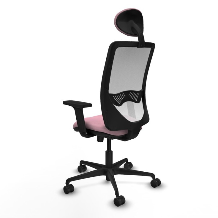 Zulema sincro malla blanca bali rosa brazos 2D base nailon cabecero fijo ruedas 65mm nailon