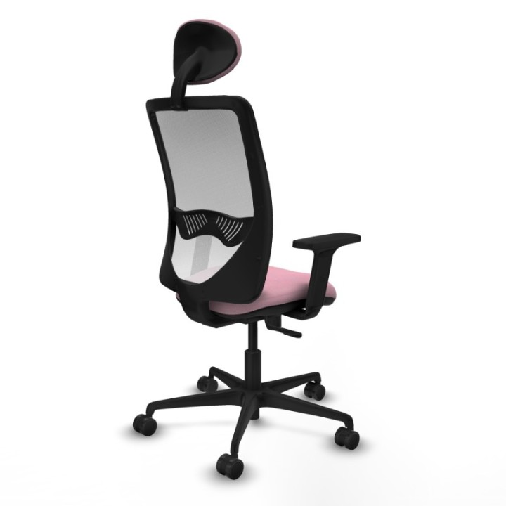 Zulema sincro malla blanca bali rosa brazos 2D base nailon cabecero fijo ruedas 65mm nailon