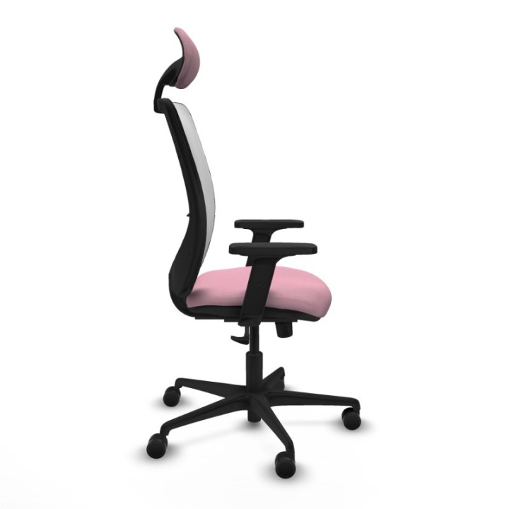 Zulema sincro malla blanca bali rosa brazos 2D base nailon cabecero fijo ruedas 65mm nailon