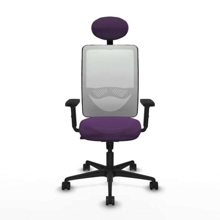 Zulema sincro malla blanca bali morado brazos 2D base nailon cabecero fijo ruedas 65mm nailon